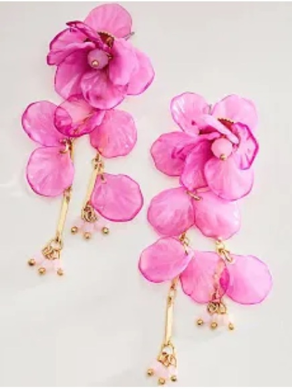 Pink Floral Dangle Earrings - Lightweight Petal Statement